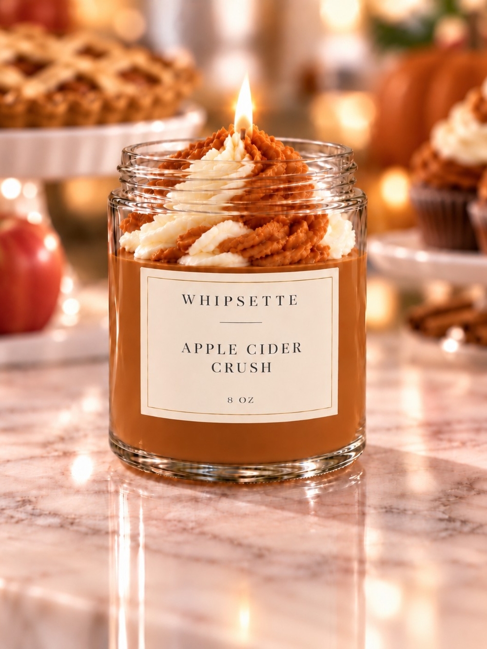 Apple Cider Crush Scented Whipped Candle - Brown & Cream